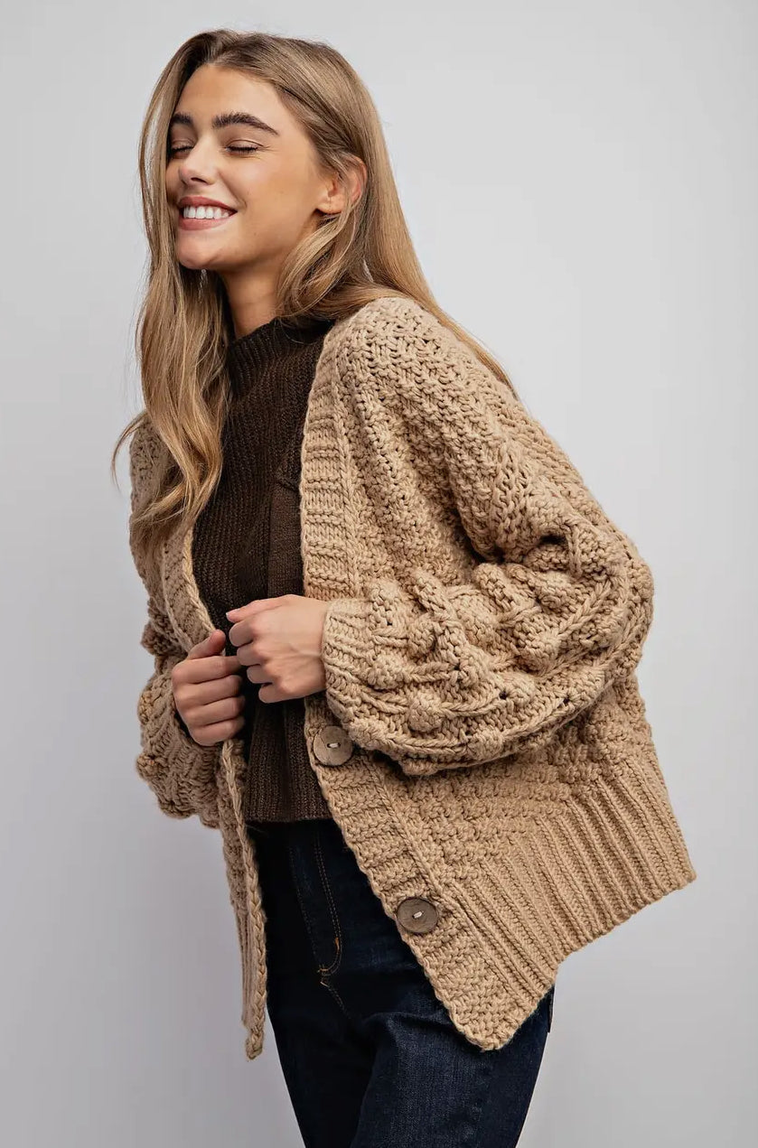 Taupe Knitted Cardigan