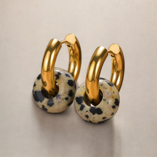 Stone Gold Huggie Earrings