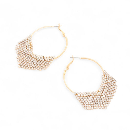 Gold Rhinestone Hoop Earrings