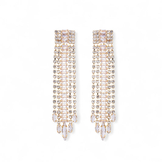 Gold CZ Long Earrings