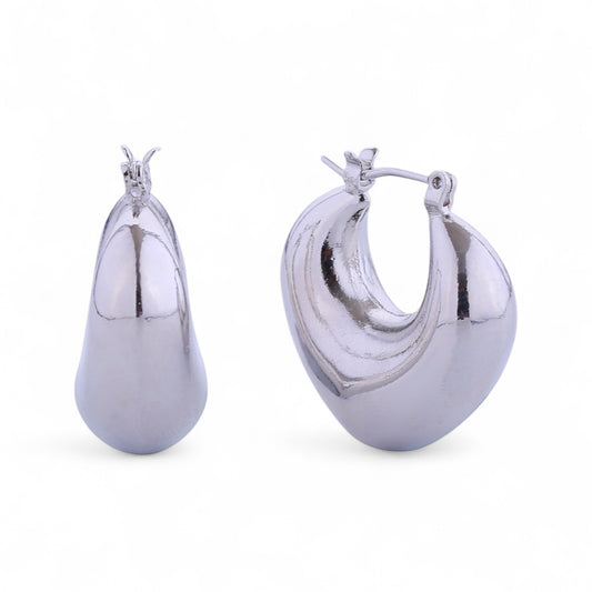 14k White Gold Puff Earrings