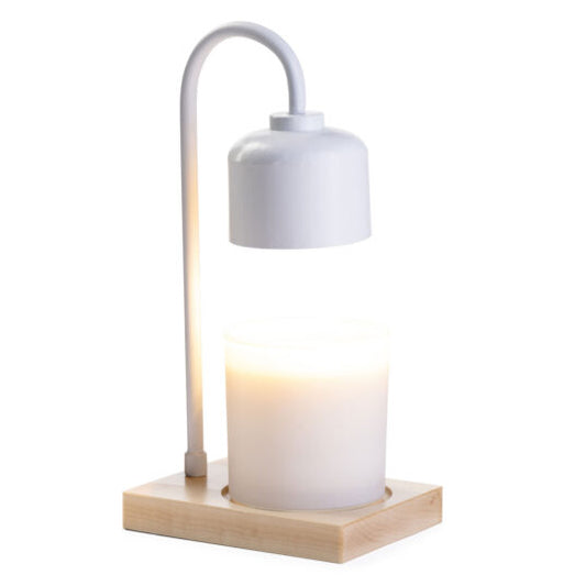 White and Wood Candle Warmer Lamp